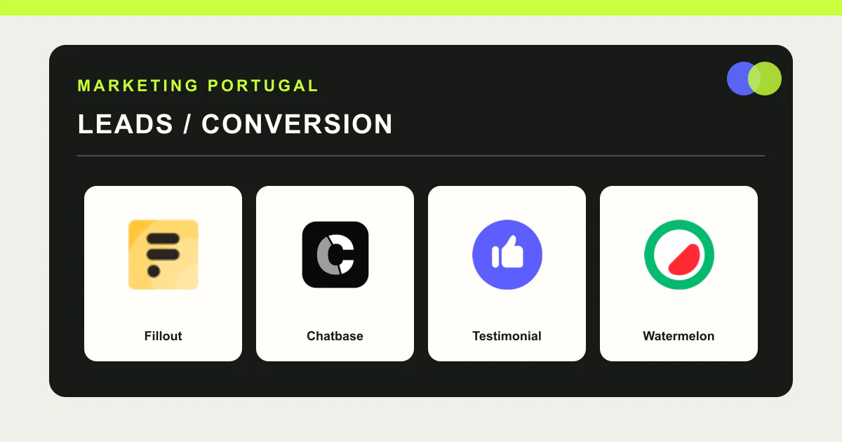 Logos Fillout, Chatbase, Testimonial et Watermelon dans un guide de génération de leads